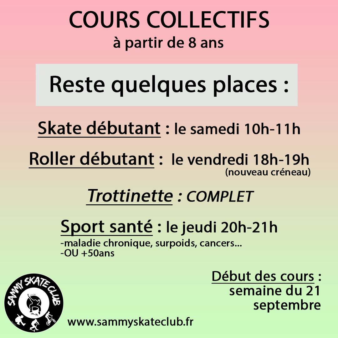 Dernières places pour les cours à l&rsquo;année !